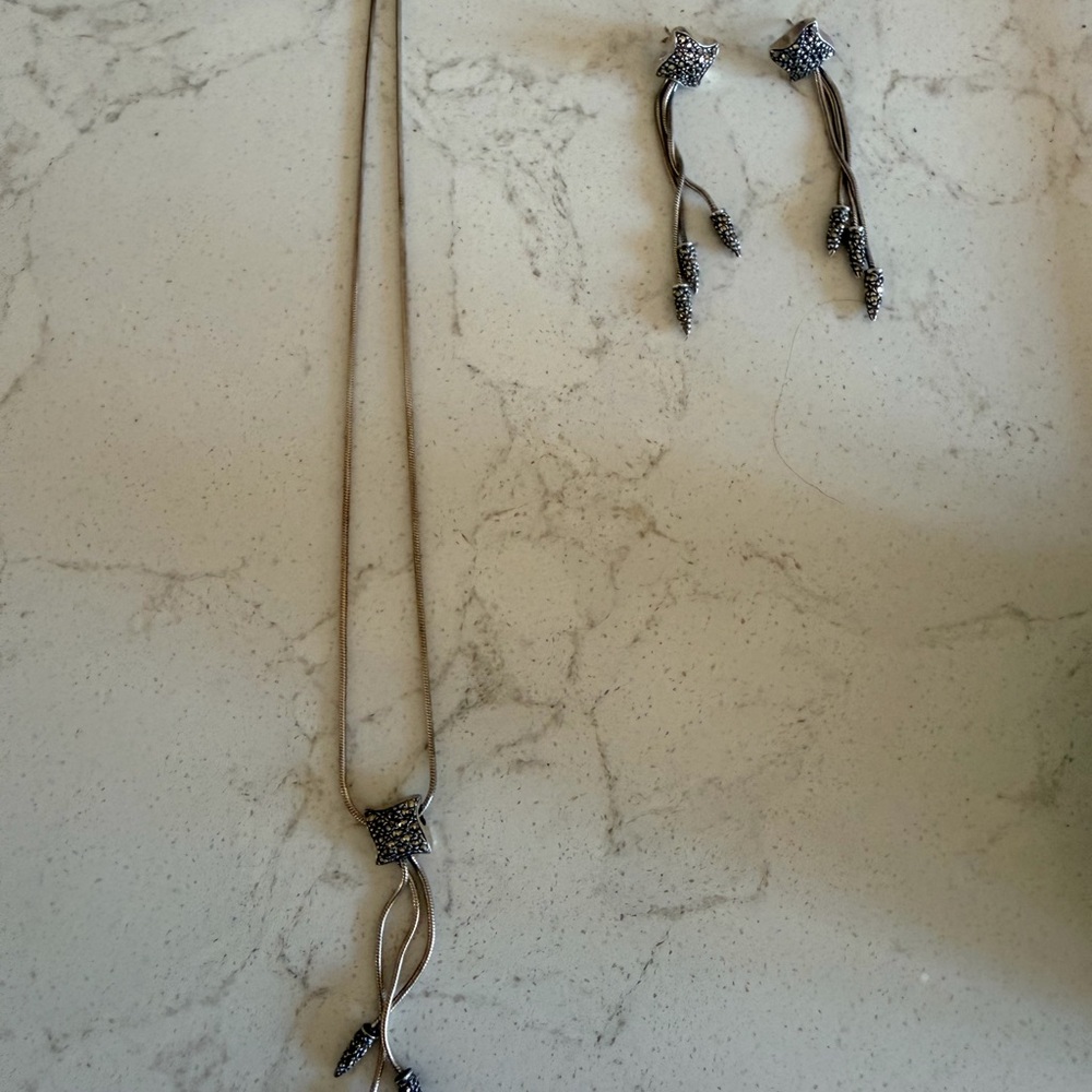 Chic Silver Necklace and Earring Set